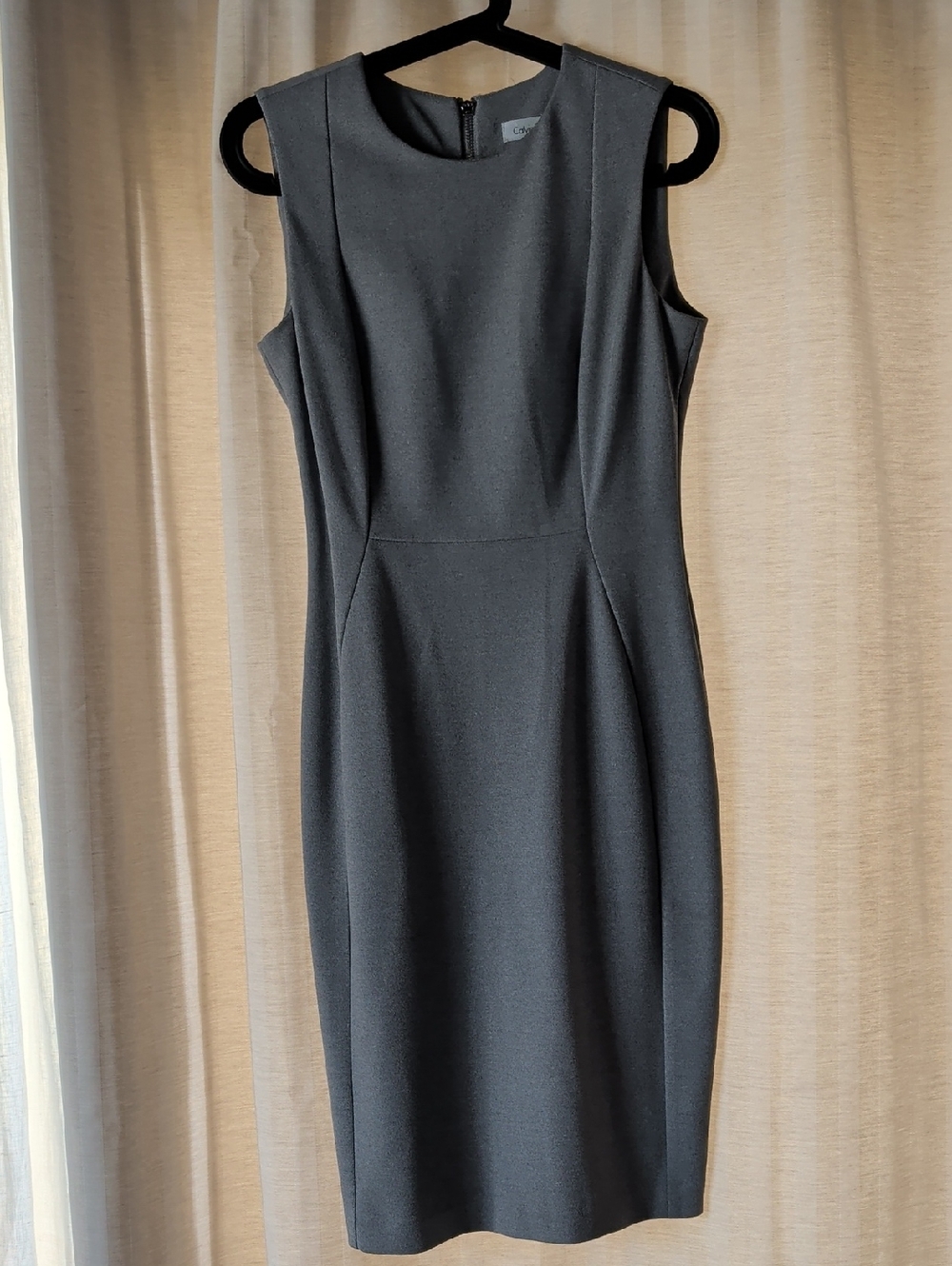 Calvin Klein Sleeveless Black Midi Sheath Dress